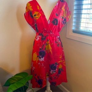 •Angie• Red Boho Floral Maxi Dress